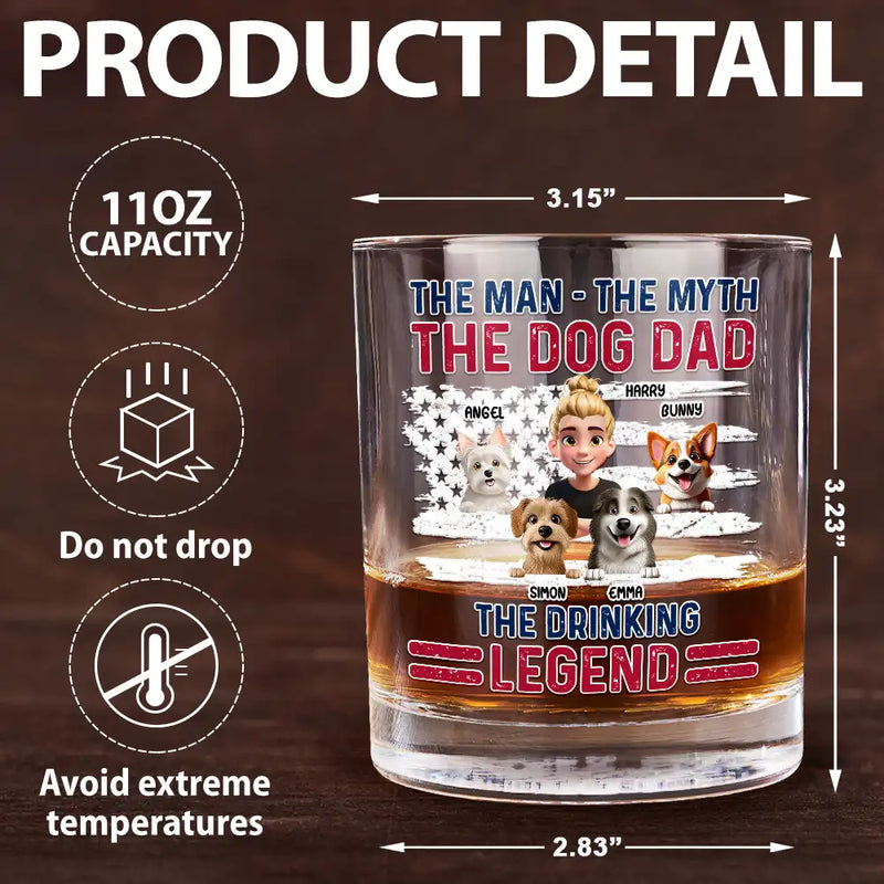 Pet Lovers,Pet Mom,Pet Dad,Dog Lovers,Dog Mom,Dog Dad - The Drinking Legend - Personalized Whiskey Glass