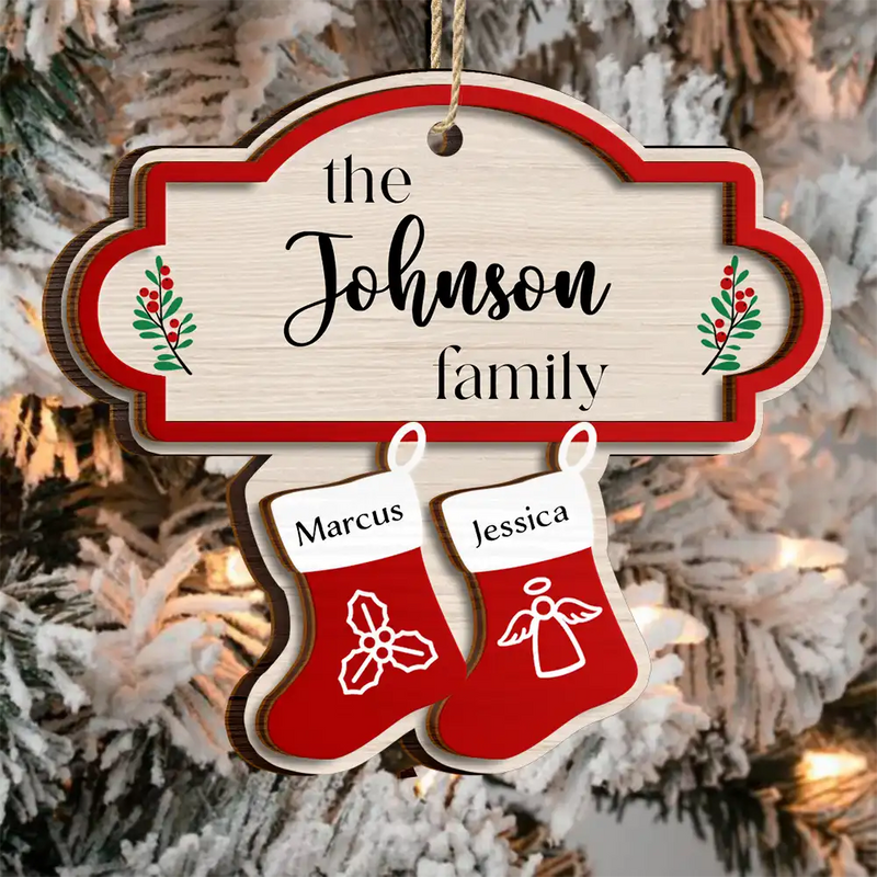 Parents,Family,Gift For Mother,Gift For Father,Gift For Grandpa,Gift For Grandma,Love,Christmas - The Family Stockings - Personalized 2-Layered Wooden Ornament