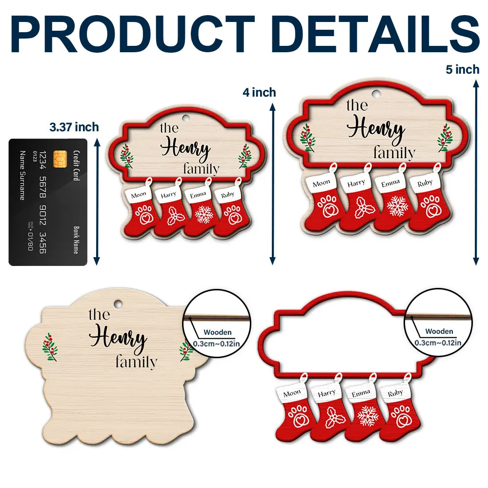 Parents,Family,Gift For Mother,Gift For Father,Gift For Grandpa,Gift For Grandma,Love,Christmas - The Family Stockings - Personalized 2-Layered Wooden Ornament