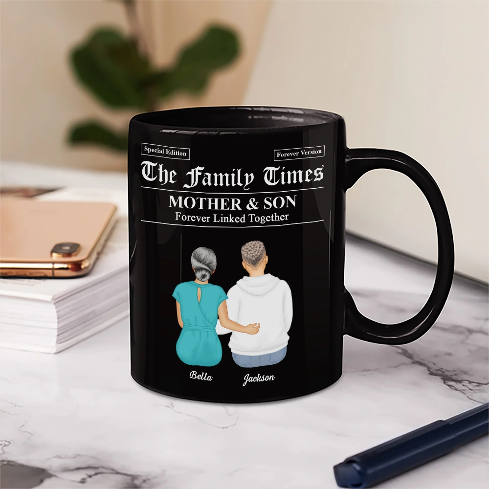 Gift For Mother,Mom - Daughters (Adult),Mom - Daughters (Young),Mom - Sons,Mom - Children,Gift For Son,Gift For Daughter,Love - The Family Times Mother And Daughters Sons Newspaper Theme - Personalized Mug
