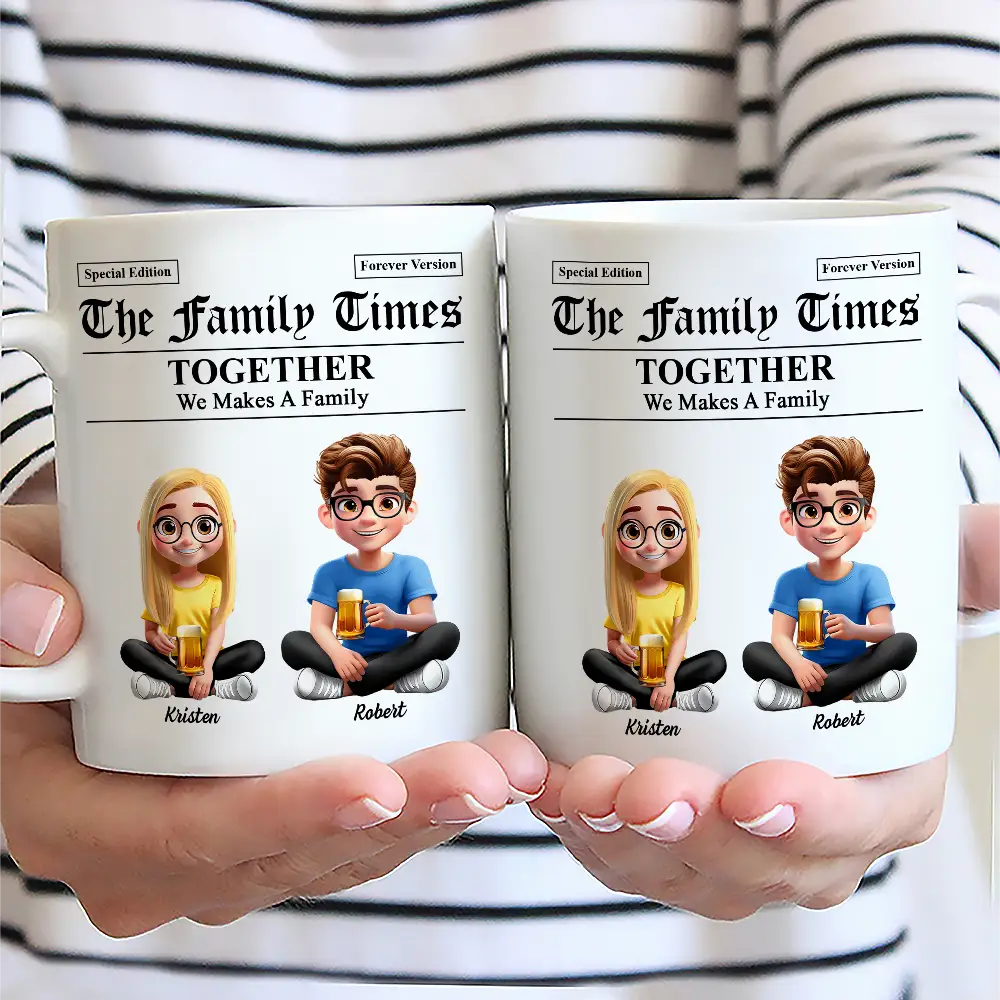 Family,Happy,Gift For Women,Gift For Men - The Family Times Newspaper Theme - Personalized Mug