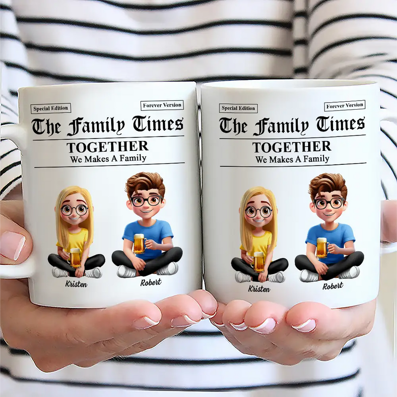 Family,Happy,Gift For Women,Gift For Men - The Family Times Newspaper Theme - Personalized Mug