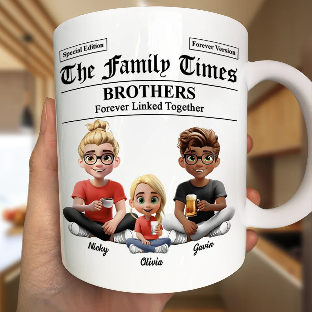 Family,Happy,Gift For Women,Gift For Men - The Family Times Newspaper Theme - Personalized Mug