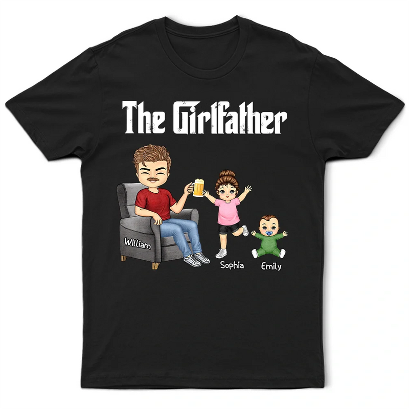 Gift For Father, Dad - Daughters (Young), Happy - The Girlfather - Personalized T Shirt