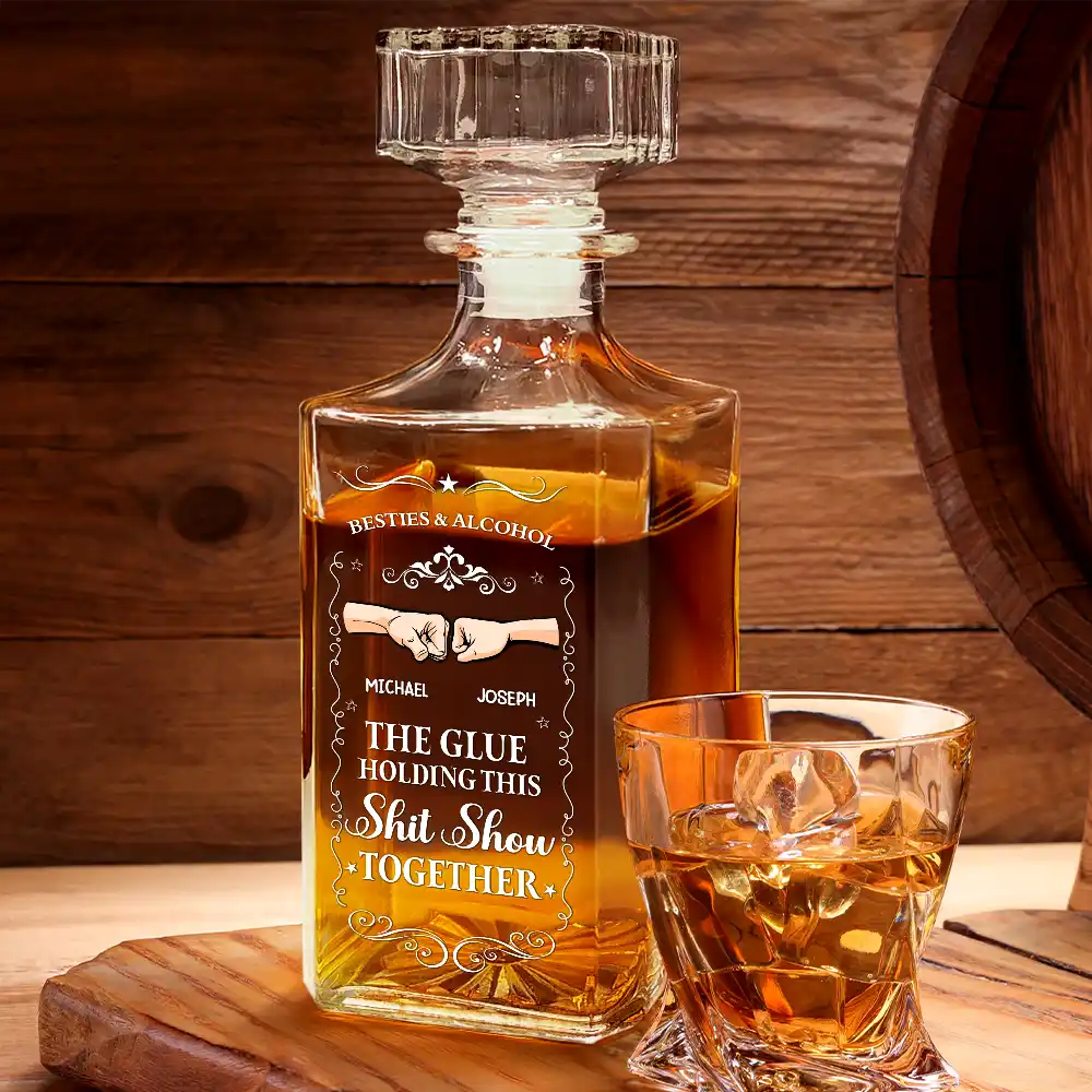Funny,Gift For Brothers - The Glue Holding - Personalized Square Whiskey Bottle