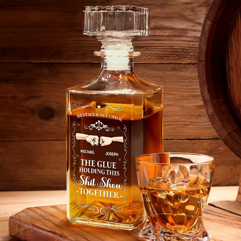 Funny,Gift For Brothers - The Glue Holding - Personalized Square Whiskey Bottle