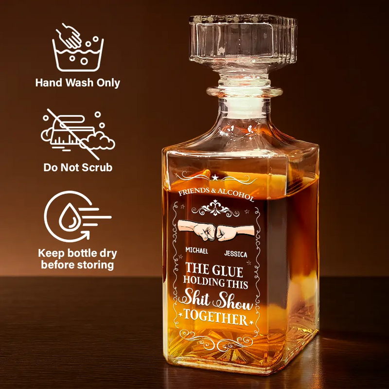 Funny,Gift For Brothers - The Glue Holding - Personalized Square Whiskey Bottle