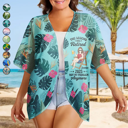 La légende a pris sa retraite - Cardigan kimono personnalisé pour femme