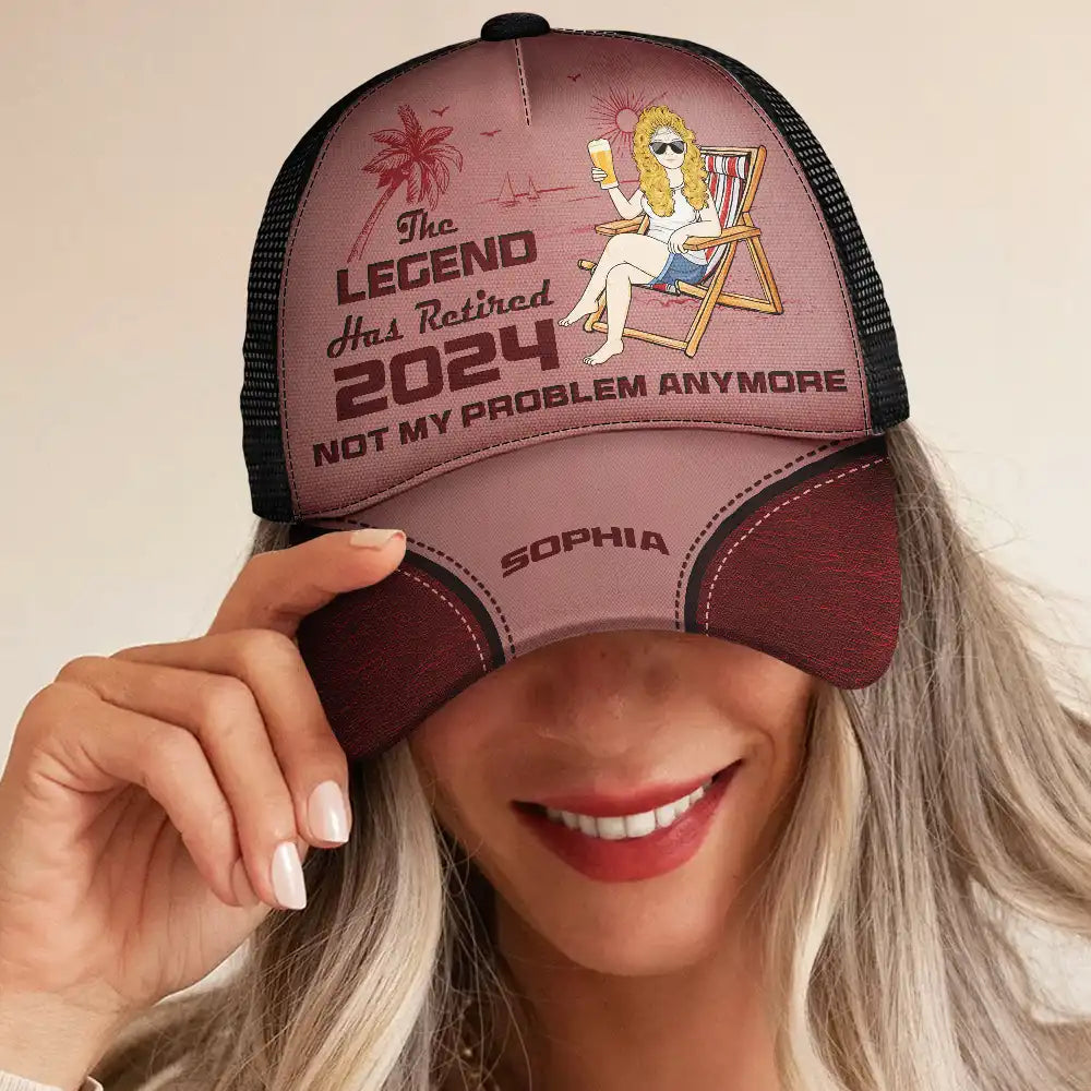 Retirement, Gift For Wife, Gift For Husband, Gift For Yourself, Gift For Women, Gift For Men, Gift For Grandpa, 
Gift For Father, Gift For Mother, Gift For Grandma, Funny - The Legend Has Retired Not My Problem Anymore - Personalized Mesh-back Casual Cap