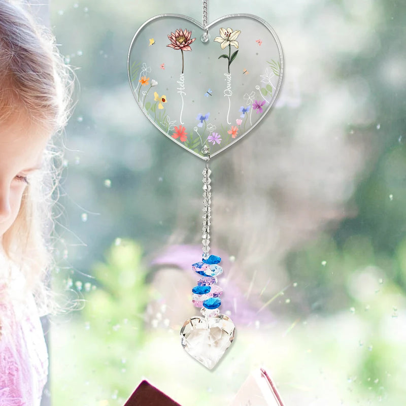 Gift For Mother,Mom - Daughters (Adult),Mom - Daughters (Young),Mom - Sons,Mom - Children,Gift For Daughter,Love - The Love Between A Mother And Her Children - Personalized Heart Crystal Suncatcher