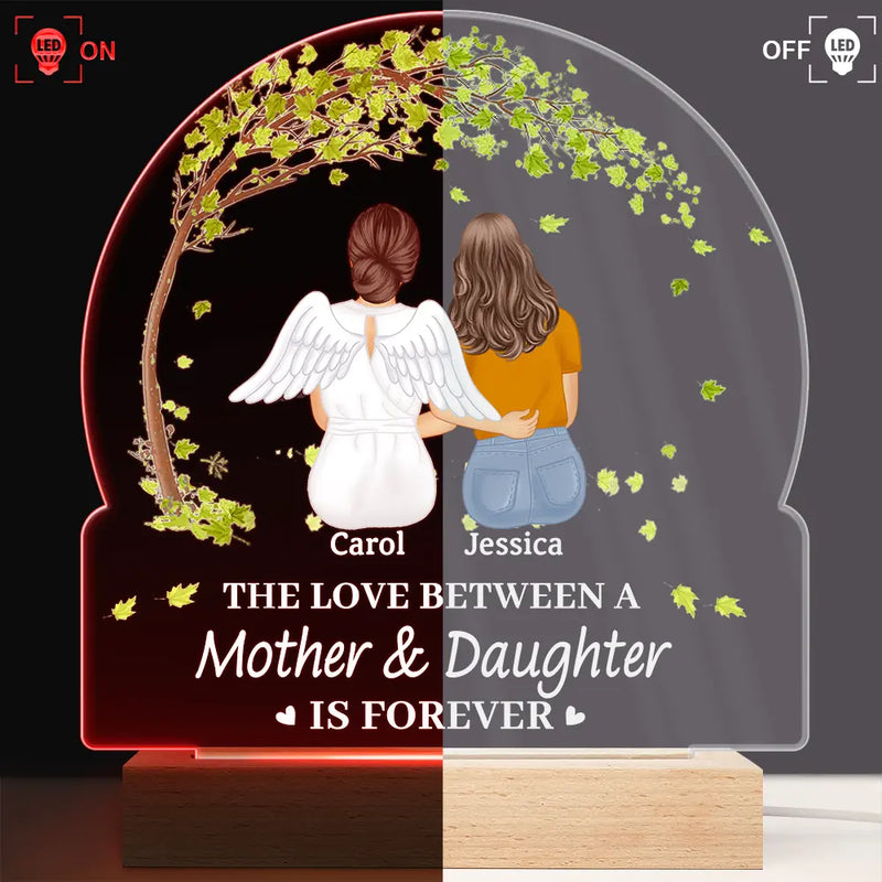 Gift For Women,Gift For Mother,Single Mom,Mom - Daughters (Adult),Mom - Daughters (Young),Mom - Sons,Mom - Children,Love - The Love Between A Mother & Her Daughters Sons - Personalized 3D Led Light Wooden Base