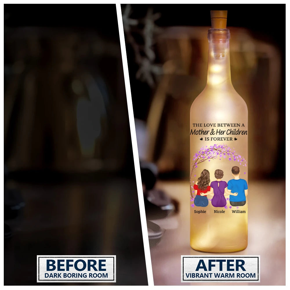 Gift For Yourself,Gift For Women,Gift For Mother,Mom - Daughters (Adult),Mom - Daughters (Young),Mom - Sons,Mom - Children,Gift For Daughter,Love - The Love Between A Mother & Her Daughters Sons - Personalized Bottle Light