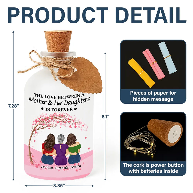 Gift For Women,Gift For Mother,Single Mom,Mom - Daughters (Adult),Mom - Daughters (Young),Mom - Sons,Mom - Children,Love - The Love Between A Mother & Her Daughters Sons - Personalized Short Bottle Light