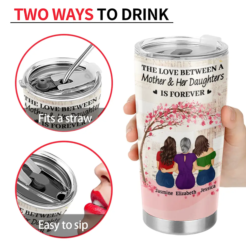 Gift For Women,Gift For Mother,Single Mom,Mom - Daughters (Adult),Mom - Daughters (Young),Mom - Sons,Mom - Children,Love - The Love Between A Mother & Her Daughters Sons - Personalized Tumbler