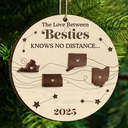 Family, Gift For Sibling, Parents, Gift For Grandparents, Gift For Sisters, Gift For Brothers, Gift For Bestie - The Love Between Family Knows No Distance Cousins Siblings Christmas - Personalized 2-Layered Wooden Ornament