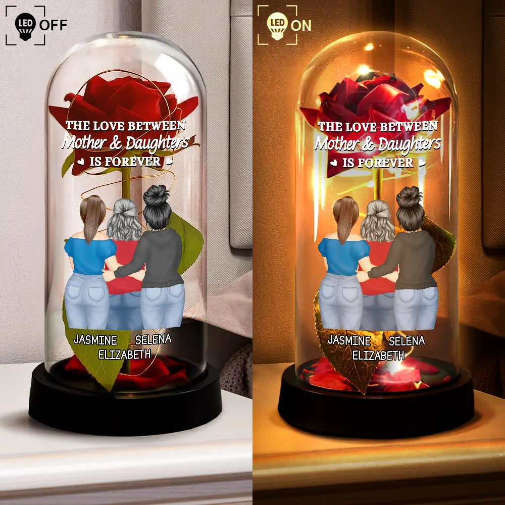 Gift For Mother,Mom - Daughters (Adult),Happy - The Love Between Mother & Daughter - Personalized Everlasting Rose Dome Lamp