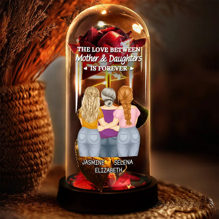 The Love Between Mother & Daughter - Personalized Everlasting Rose Dome Lamp