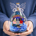 Gift For Mother,Mom - Daughters (Adult),Happy - The Love Between Mother & Daughter - Personalized Flower In Glass Angel Figurine