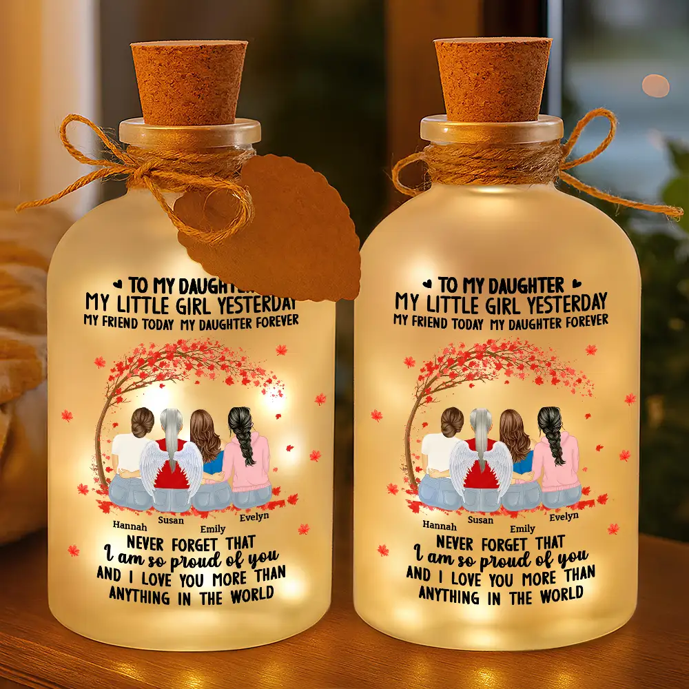 Gift For Mother,Mom - Daughters (Adult),Happy - The Love Between Mother & Daughter - Personalized Short Bottle Light