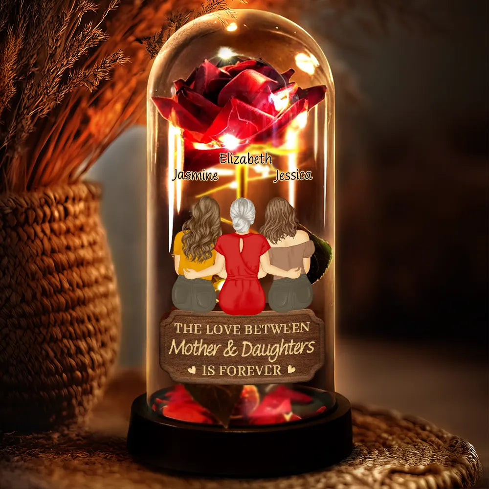 Mom - Daughters (Adult),Gift For Mother,Love - The Love Between Mother & Daughters Is Forever - Personalized Everlasting Rose Dome Lamp