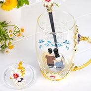 Gift For Mother,Mom - Daughters (Adult),Love - The Love Between Mother & Daughters Is Forever - Personalized Glass Flower Tea Cup