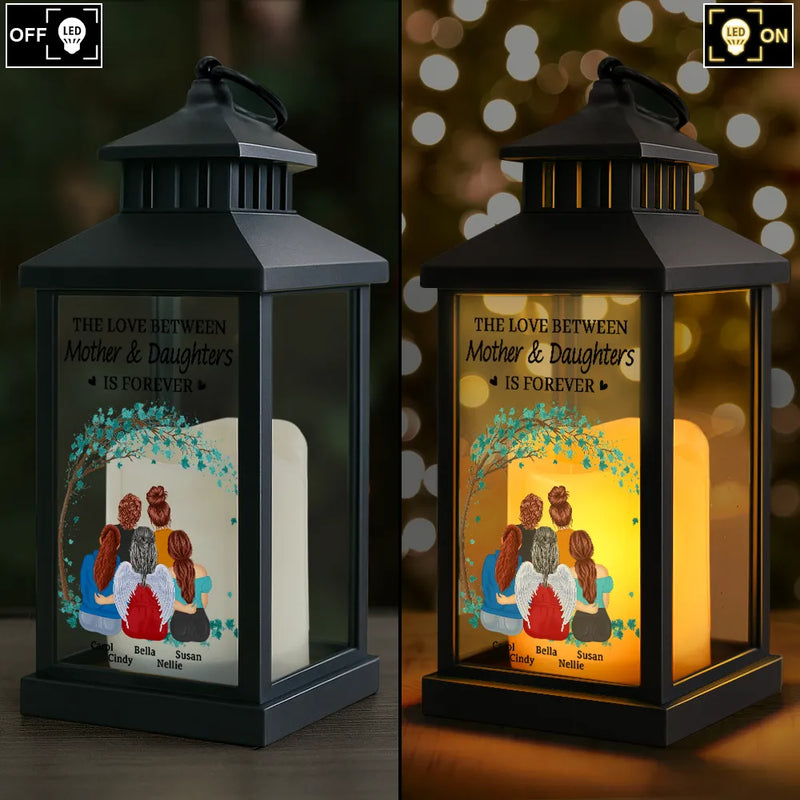 Mom - Daughters (Adult), Gift For Mother, Gift For Daughter, Love - The Love Between Mother & Daughters Is Forever - Personalized LED Candle Lantern