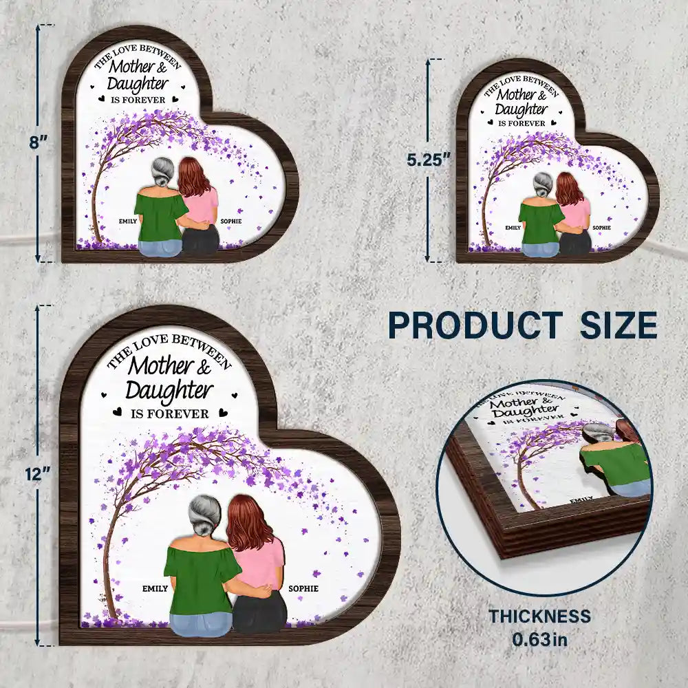 Gift For Mother,Mom - Daughters (Adult),Love - The Love Between Mother & Daughters Is Forever - Personalized LED Light Wooden Plaque