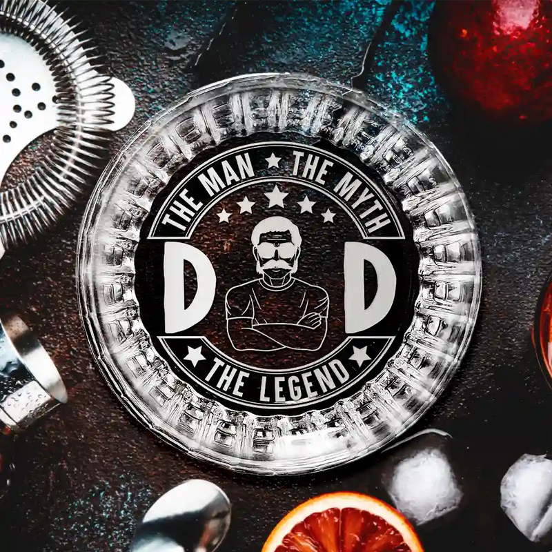 Gift For Father,Happy,Gift For Grandpa - The Man The Myth The Legend - Personalized Rocks Whiskey Glass