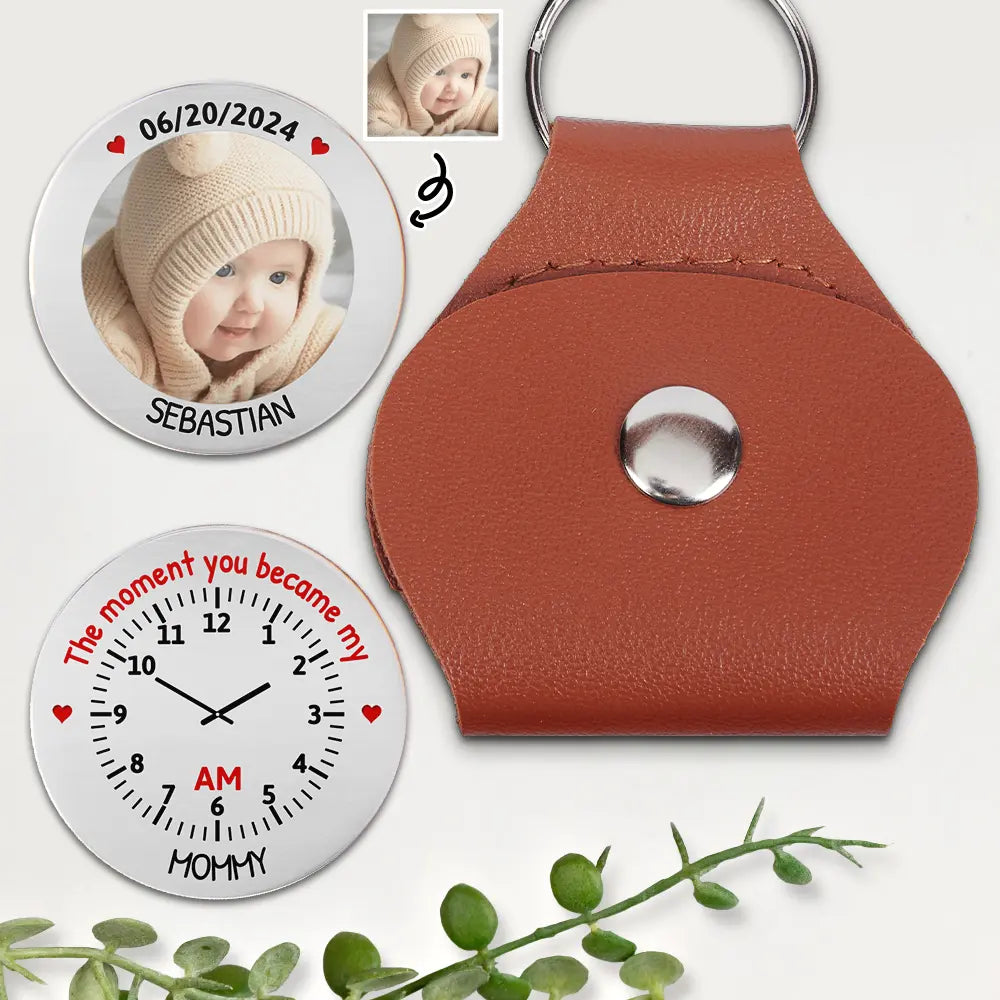 The Moment You Became My Mommy Daddy - Personalized Leather Pocket Hug