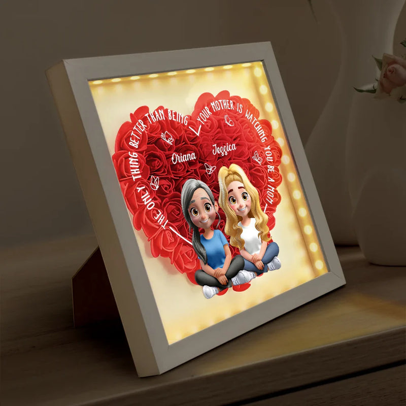 Gift For Mother,Gift For Grandma,Gift For Daughter,Mom - Daughters (Adult),Love - The Only Thing Better Than Being Your Mom - Personalized LED Light Flower Shadow Box