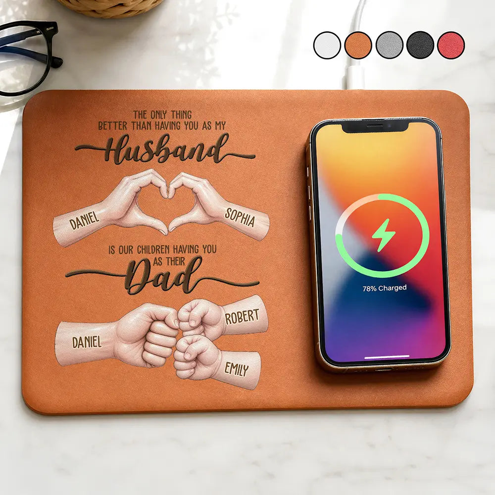 Top Market,Sentimental,Gift For Husband,Gift For Couples,Vector - The Only Thing Better Than Having You As Husband - Personalized Leather Charging Mat