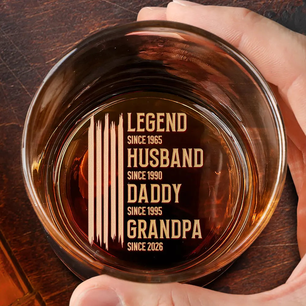 Gift For Father,Gift For Grandpa,Independence Day,Gift For Husband,Afro Dad,Non-Eng,Icon,Proud - The Original Legend Legend Husband Daddy Grandpa - Personalized Engraved Whiskey Glass