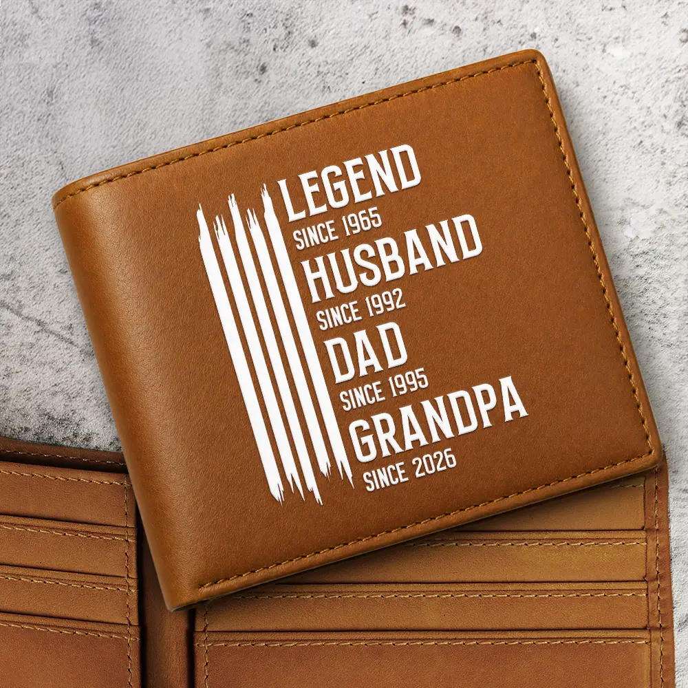 The Original Legend Legend Husband Daddy Grandpa - Personalized Leather Wallet
