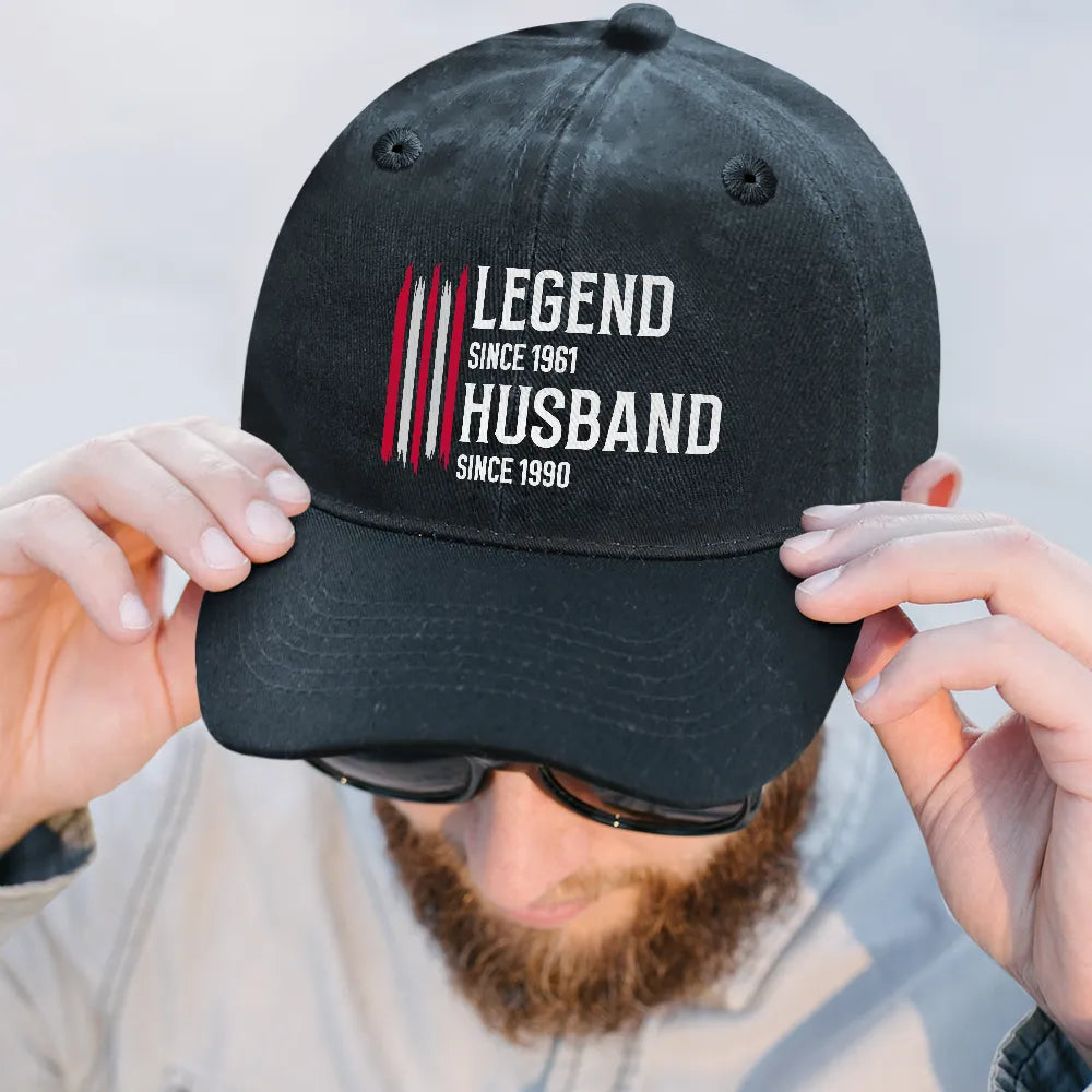 Gift For Grandpa,Dad's Hobby,Afro Dad,Gift For Men,Independence Day,Happy,Top Market - The Original Legend Legend Husband Daddy Grandpa - Personalized Vintage Washed Denim Cap