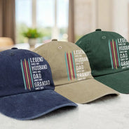 Gift For Grandpa,Dad's Hobby,Afro Dad,Gift For Men,Independence Day,Happy,Top Market - The Original Legend Legend Husband Daddy Grandpa - Personalized Vintage Washed Denim Cap