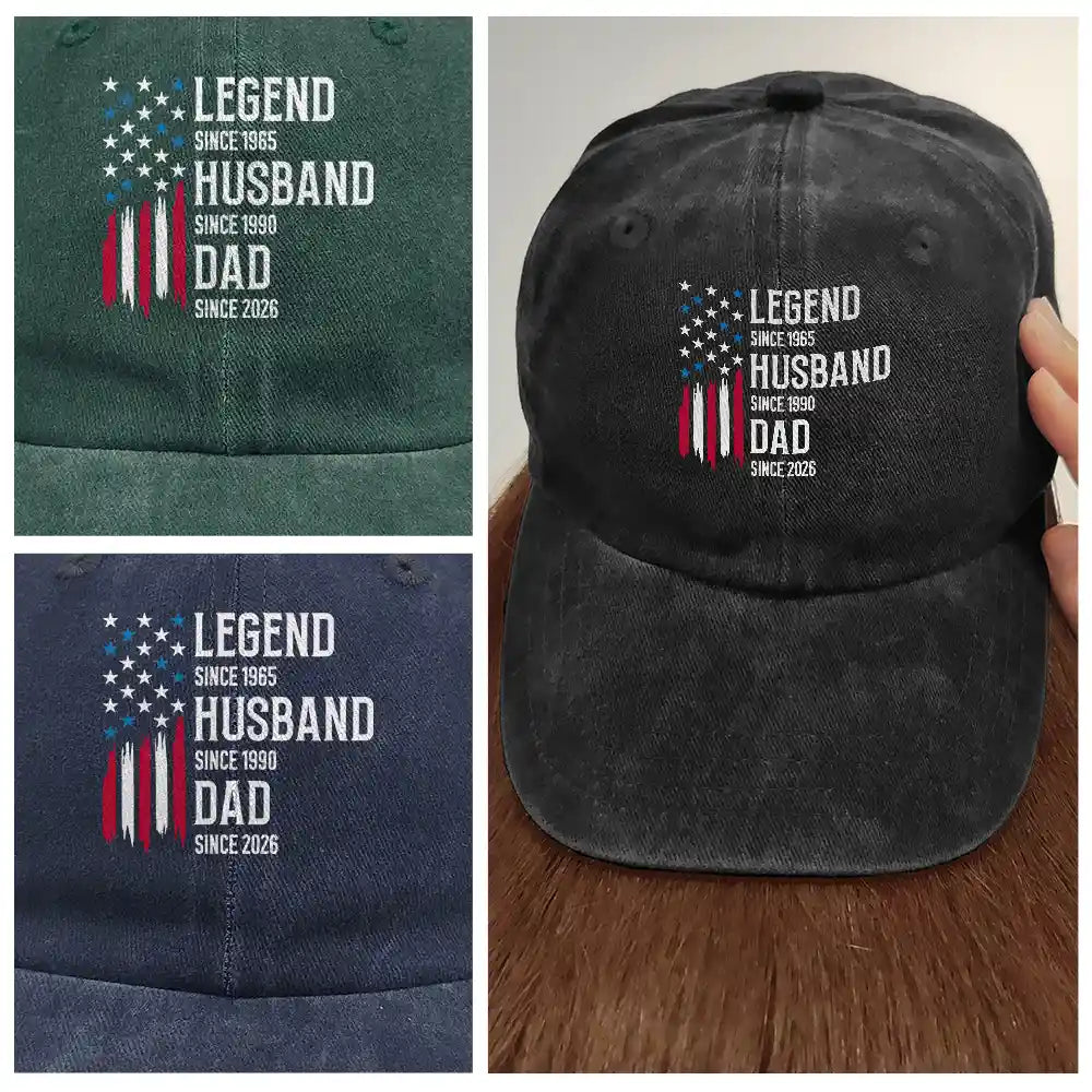 Gift For Grandpa,Dad's Hobby,Afro Dad,Gift For Men,Independence Day,Happy,Top Market - The Original Legend Legend Husband Daddy Grandpa - Personalized Vintage Washed Denim Cap