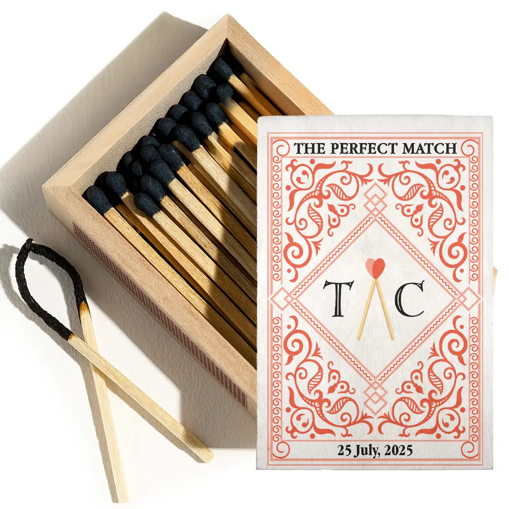 Gift For Couples,Old Couples,LGBT,Love - The Perfect Match - Personalized Wooden Matchbox