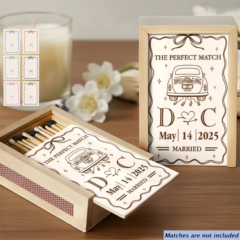 Gift For Couples, Engaged, Married, Love - The Perfect Match Engaged Married - Personalized Wooden Matchbox