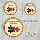 Family,Pet Lovers,Pet Mom,Pet Dad,Pet Couple,Dog Lovers,Dog Couple,Dog Mom,Dog Dad,Cat Lovers,Cat Mom,Cat Dad,Cat Couple,Happy,Single Mom,Single Dad,Gift For Grandpa,Gift For Grandma,Gift For Grandkids - The Pieces That Make Our Family Puzzle - Personalized 2-Layered Wooden Plaque With Stand