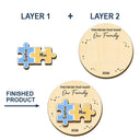 Family,Pet Lovers,Pet Mom,Pet Dad,Pet Couple,Dog Lovers,Dog Couple,Dog Mom,Dog Dad,Cat Lovers,Cat Mom,Cat Dad,Cat Couple,Happy,Single Mom,Single Dad,Gift For Grandpa,Gift For Grandma,Gift For Grandkids - The Pieces That Make Our Family Puzzle - Personalized Custom Shaped Car Visor Clip