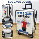 Gift For Women, Gift For Men, Summer, Travel, Happy - The Sky Is Calling Me - Personalized Clear Luggage Cover