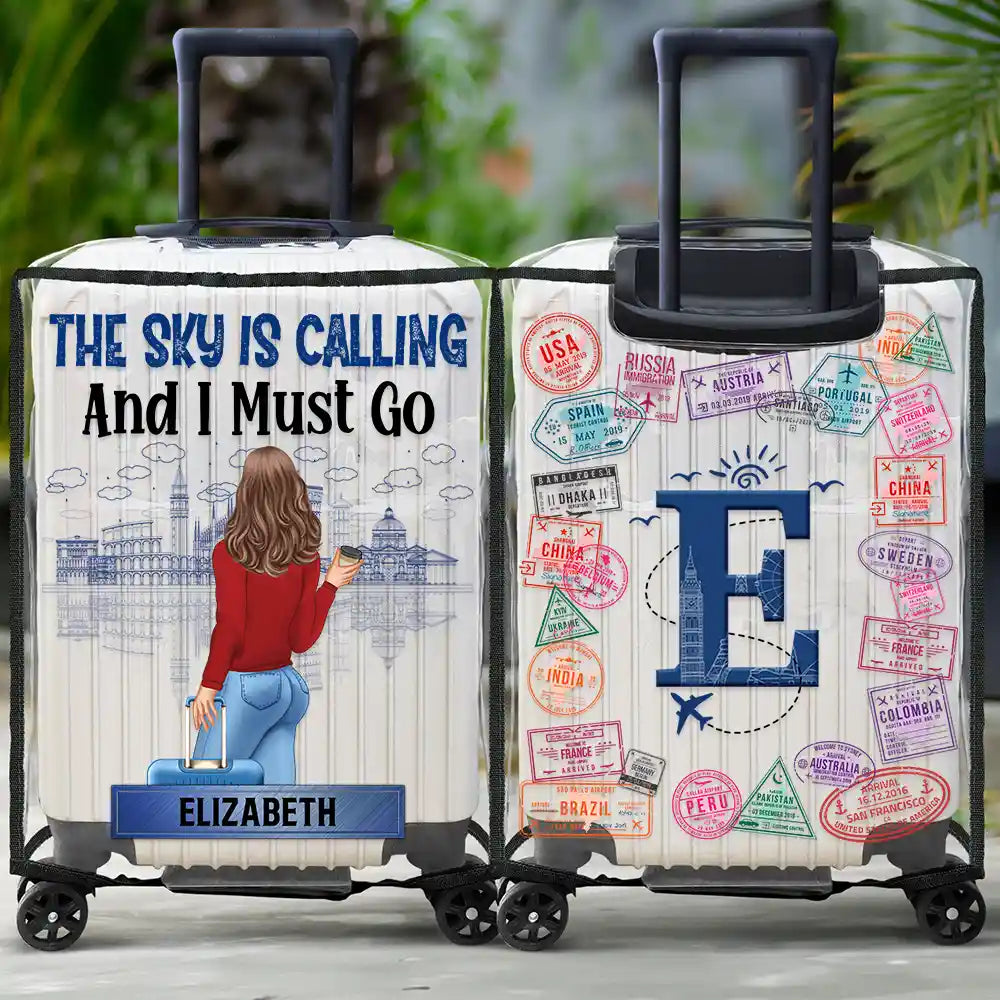 The Sky Is Calling Me - Personalized Clear Luggage Cover