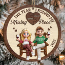 Love,Christmas,Gift For Wife,Gift For Husband,Gift For Couples,Gift For Boyfriend,Gift For Girlfriend - The Year I Found My Missing Piece 3D Effect Couple - Personalized 2-Layered Wooden Ornament