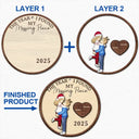 Christmas,Love,Gift For Couples,Gift For Husband,Gift For Wife,Gift For Boyfriend,Gift For Girlfriend,Anniversary - The Year I Found My Missing Piece Cartoon Kissing Couples - Personalized 2-Layered Wooden Ornament