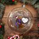 Love,Gift For Couples,Gift For Husband,Gift For Wife,Gift For Boyfriend,Gift For Girlfriend,Christmas - The Year I Found My Missing Piece Kissing Couples - Personalized Clear Flat Ball Ornament