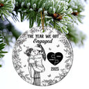 Love,Christmas,Gift For Wife,Gift For Husband,Gift For Couples,Wedding,Wedding Anniversary,Married  - The Year We Became Mr & Mrs Kissing Couples Toile - Personalized Circle Ceramic Ornament
