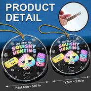 Sentimental,Christmas,Gift For Kids,Icon - The Year Of Squishy Hunting Gift For Kids Daughter Collector - Personalized Circle Glass Ornament