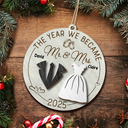Love,Christmas,Gift For Wife,Gift For Husband,Gift For Couples,Gift For Boyfriend,Gift For Girlfriend - The Year We Became Mr & Mrs - Personalized 2-Layered Wooden Ornament