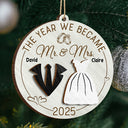 Love,Christmas,Gift For Wife,Gift For Husband,Gift For Couples,Gift For Boyfriend,Gift For Girlfriend - The Year We Became Mr & Mrs - Personalized 2-Layered Wooden Ornament