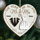 Love,Christmas,Gift For Wife,Gift For Husband,Gift For Couples,Wedding - The Year We Became Mr & Mrs - Personalized 2-Layered Wooden Ornament